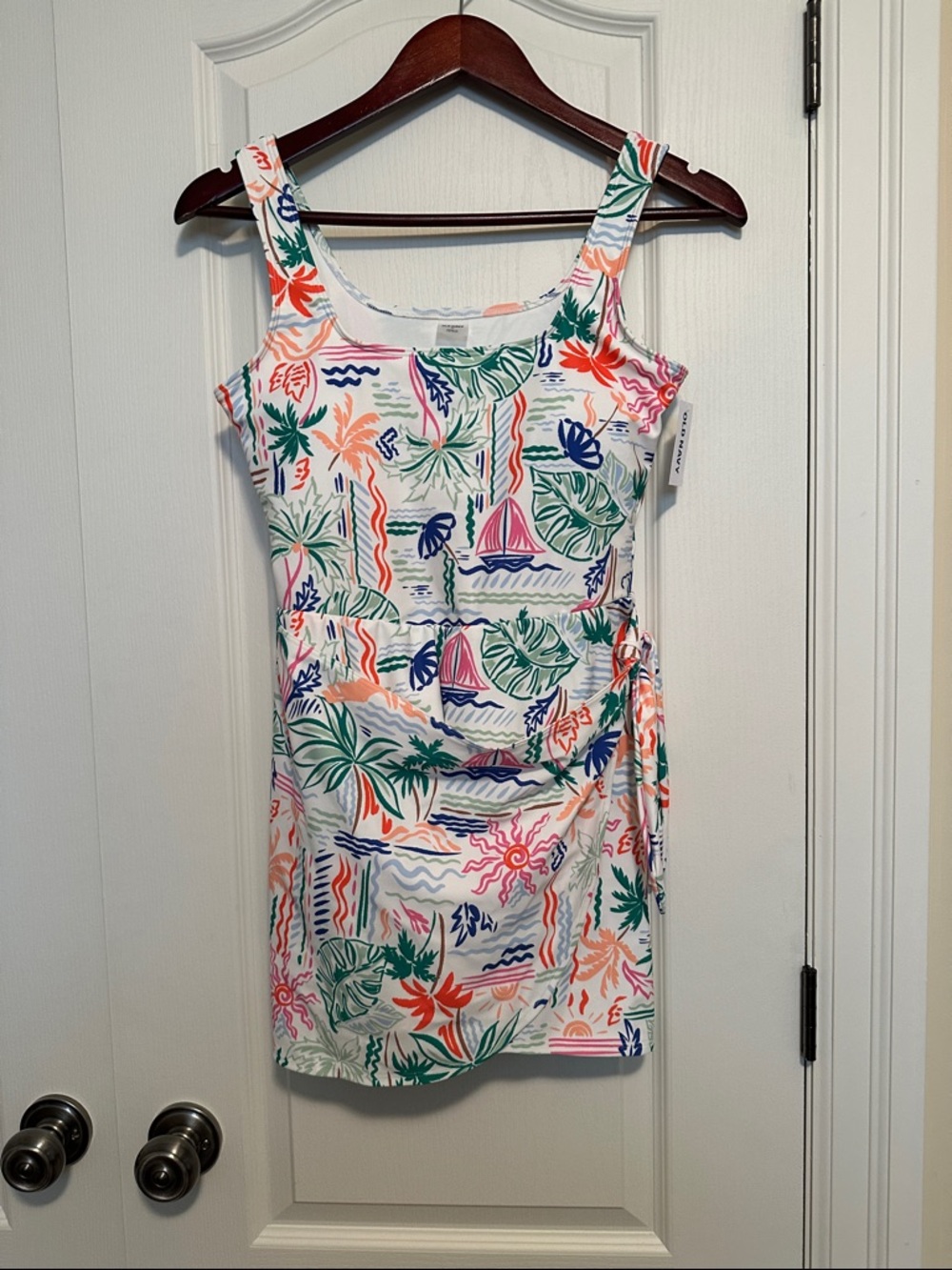 Old Navy Watermelon Palm Print Side-Tie Swim Dress